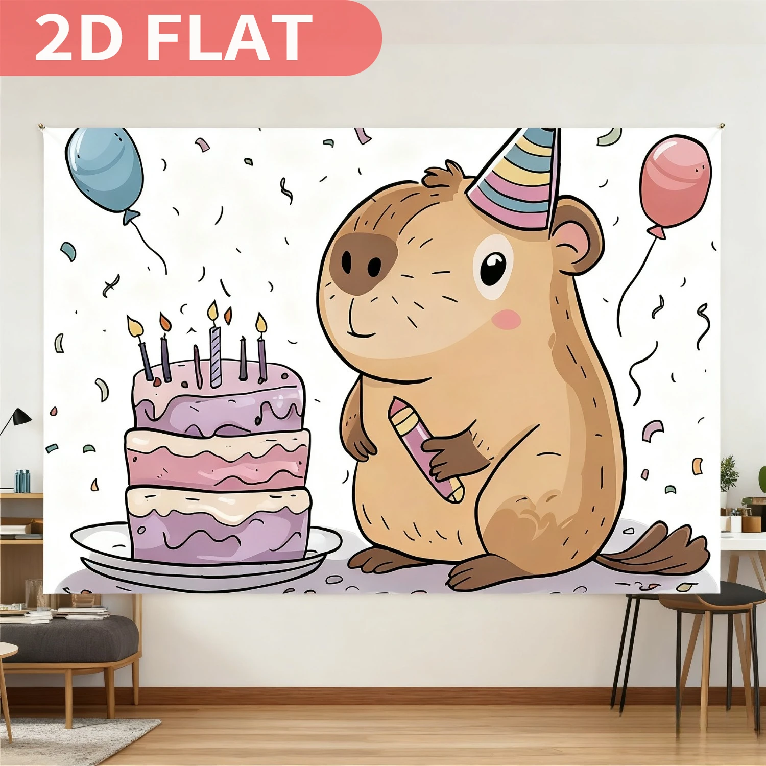

Cute Capybara Theme Birthday Party Banner Decor Backdrop, Multiple sizes, Cute Capybara & Floral Design with Happy Birthday Text
