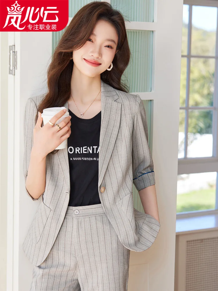 

Business Suit Tailored Suit Formal Clothes Women's Suit Overalls Dignified Goddess Fan High-End Striped Commuter Dignified and E