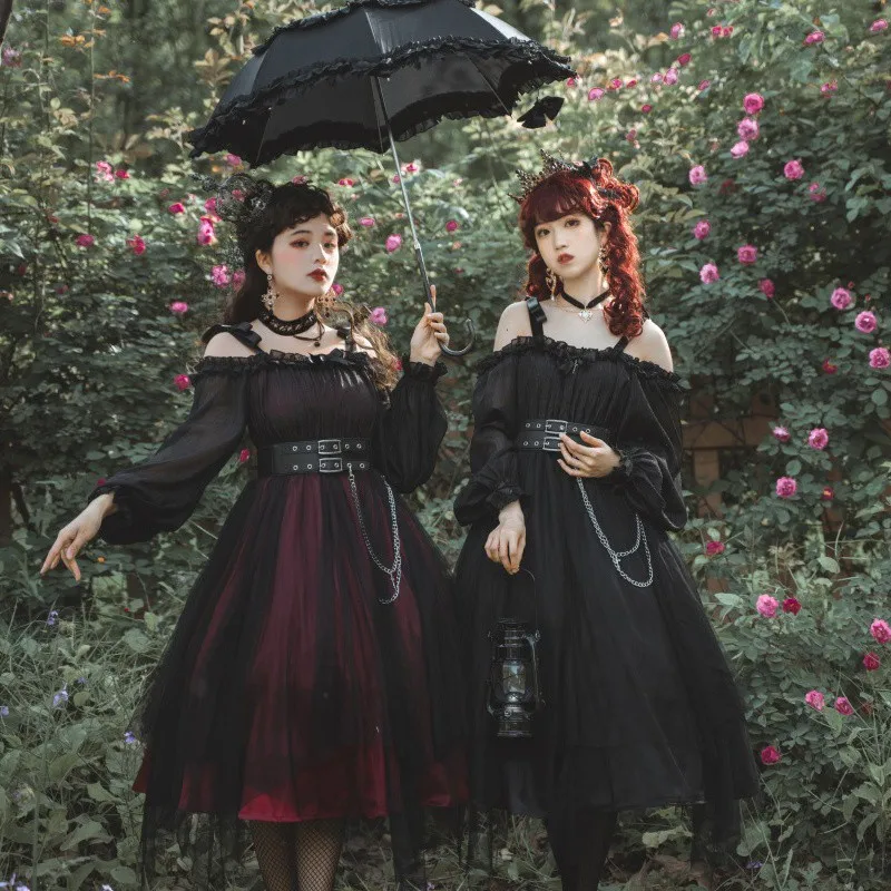 

Retro Girl Lolita Dress Vintage Gothic Irregular Hem Dress Strapless Ruffle Tulle Lolita Dress Halloween Cosplay Dress