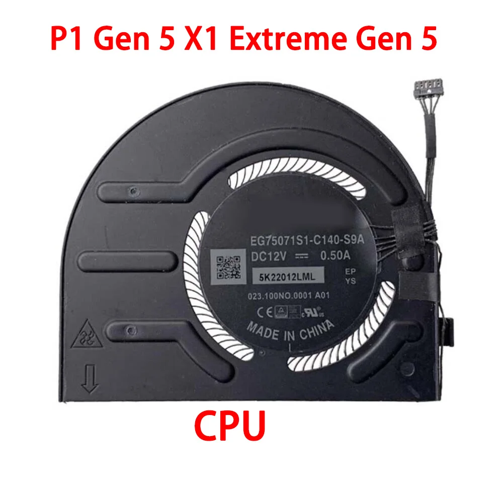 Laptop CPUGPU Cooling Fan For Lenovo For ThinkPad P1 Gen 5 X1 Extreme Gen 5 EG75071S1-C140-S9A EG75071S1-C160-S9A DC12V 0.5A New