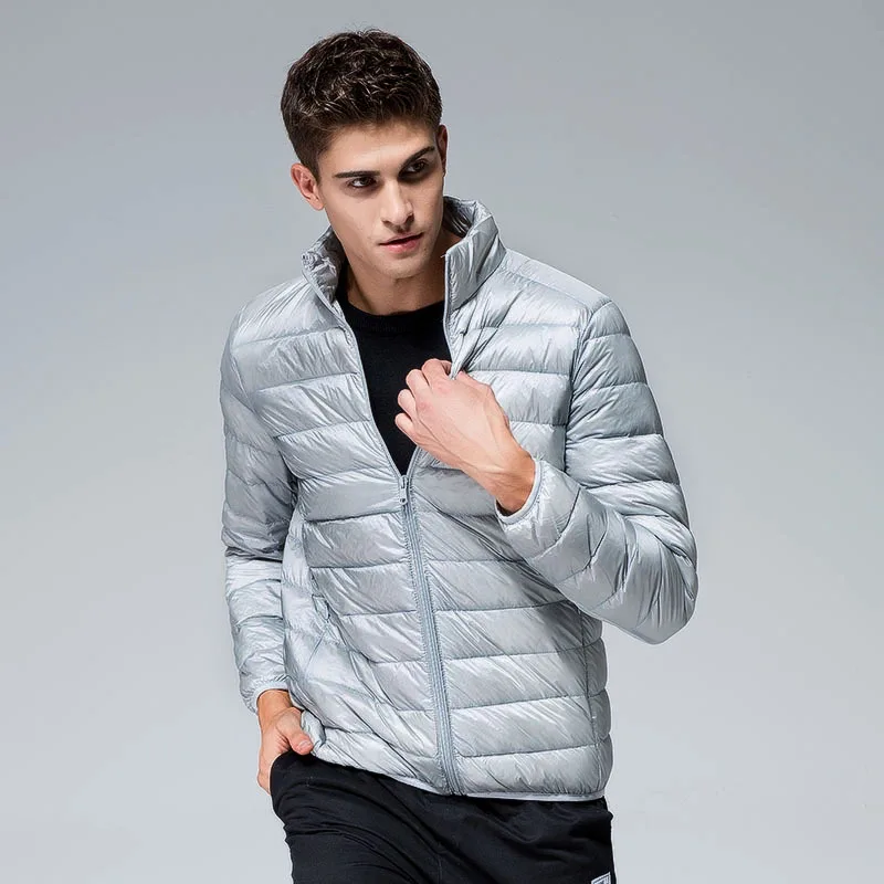 Chaqueta de plumón ligera para hombre, chaqueta cálida a prueba de viento, con cuello levantado, de alta calidad, a la moda, novedad de invierno,