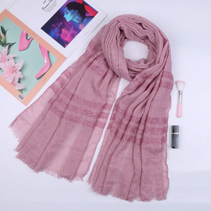 

90X180CM Fashion Ramadan Women Muslim Hijab Shimmer Cotton Plain Soft Scarf Shawl Islamic Wrap Turban Scarves Foulard Bufanda