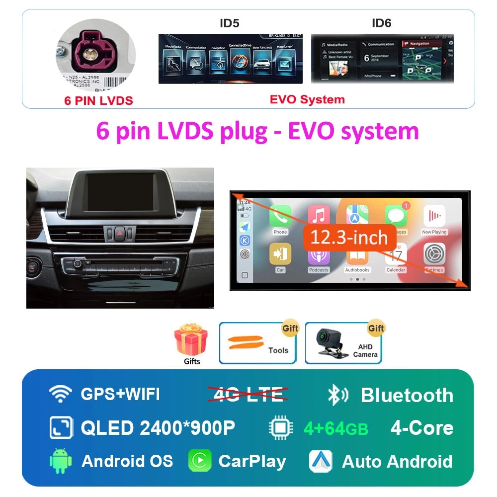 Autoradio Android 16 Multimedia Speler 4G voor BMW 2 Serie F45 F46 2014 - 2018 NBT EVO Systeem Ultradunne ScreenGPS Navigatie