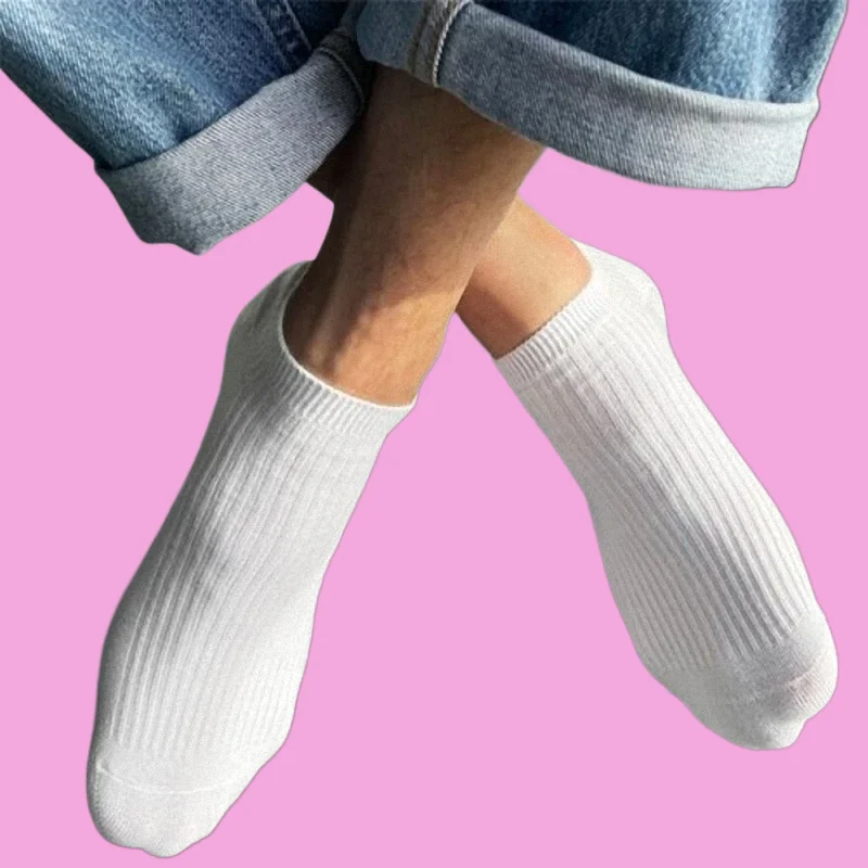 5/10 Pairs Top Quality 100% Cotton Men Women Ankle Socks Invisible Sport Sweat-absorbing Low Cut White Black Tube Boat Socks