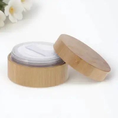 Recipiente vazio de bambu para pó de maquiagem, 30ml, portátil, suporte para cosméticos, materiais de arte, armazenamento de suporte de sopro de pó