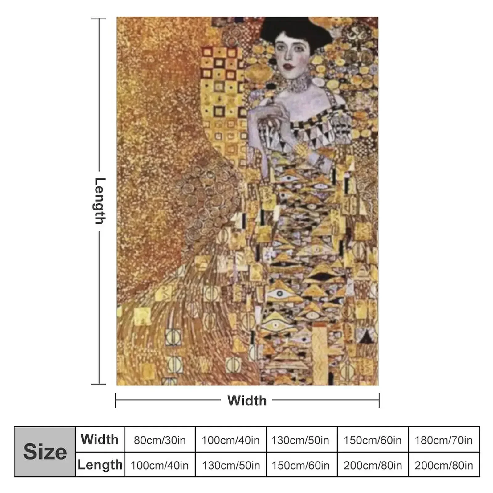 Gustav Klimt| Portrait of Adele Bloch Bauer I | Art Nouveau Throw Blanket Fashion Sofas Hairys Stuffeds Blankets