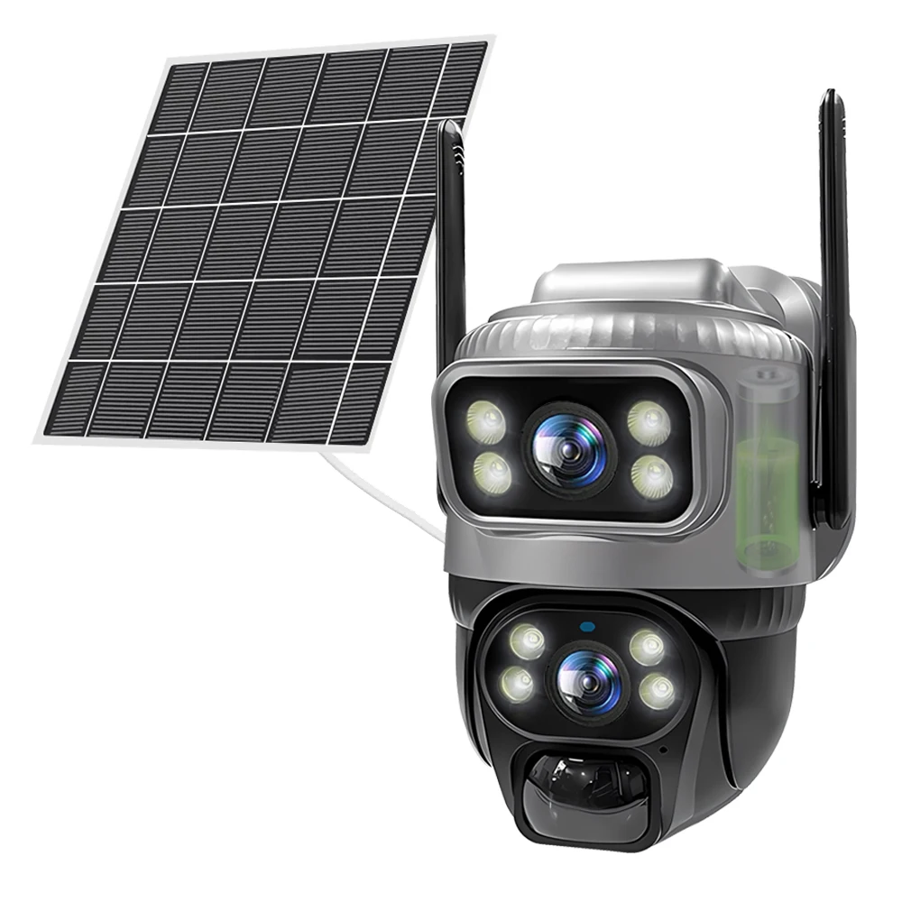 V380 Kamera 4G z podwójnym obiektywem Solar PIR Wykrywanie ludzi Noktowizor Wodoodporne wideo bezpieczeństwa Kamera IP 8MP 4K Bateria Monitor CCTV