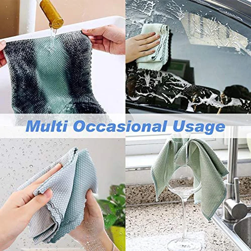 2Pcs Microfiber Glass Cleaning Cloths Lint Free Dish Drying Quickly Clean Windows Glasses Windshields Mirrors Stainless Steel