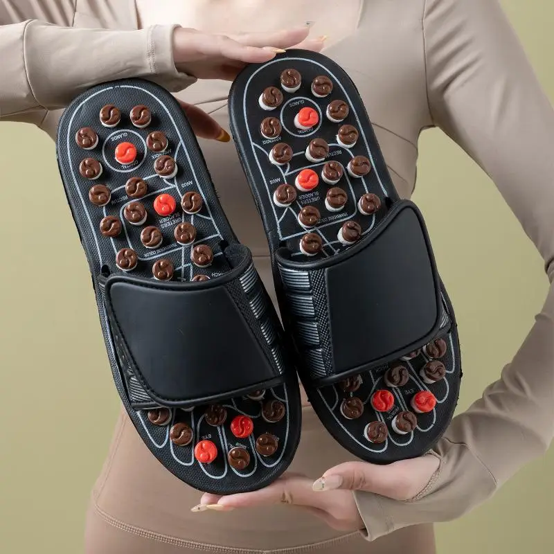 1 Paar Massageschuhe, Akupunktur-Massage-Slipper für Füße, Unisex, Gesundheitspflege, rotierende Fußmassageschuhe, chinesische Akupressur, Hausslipper – Detail 3