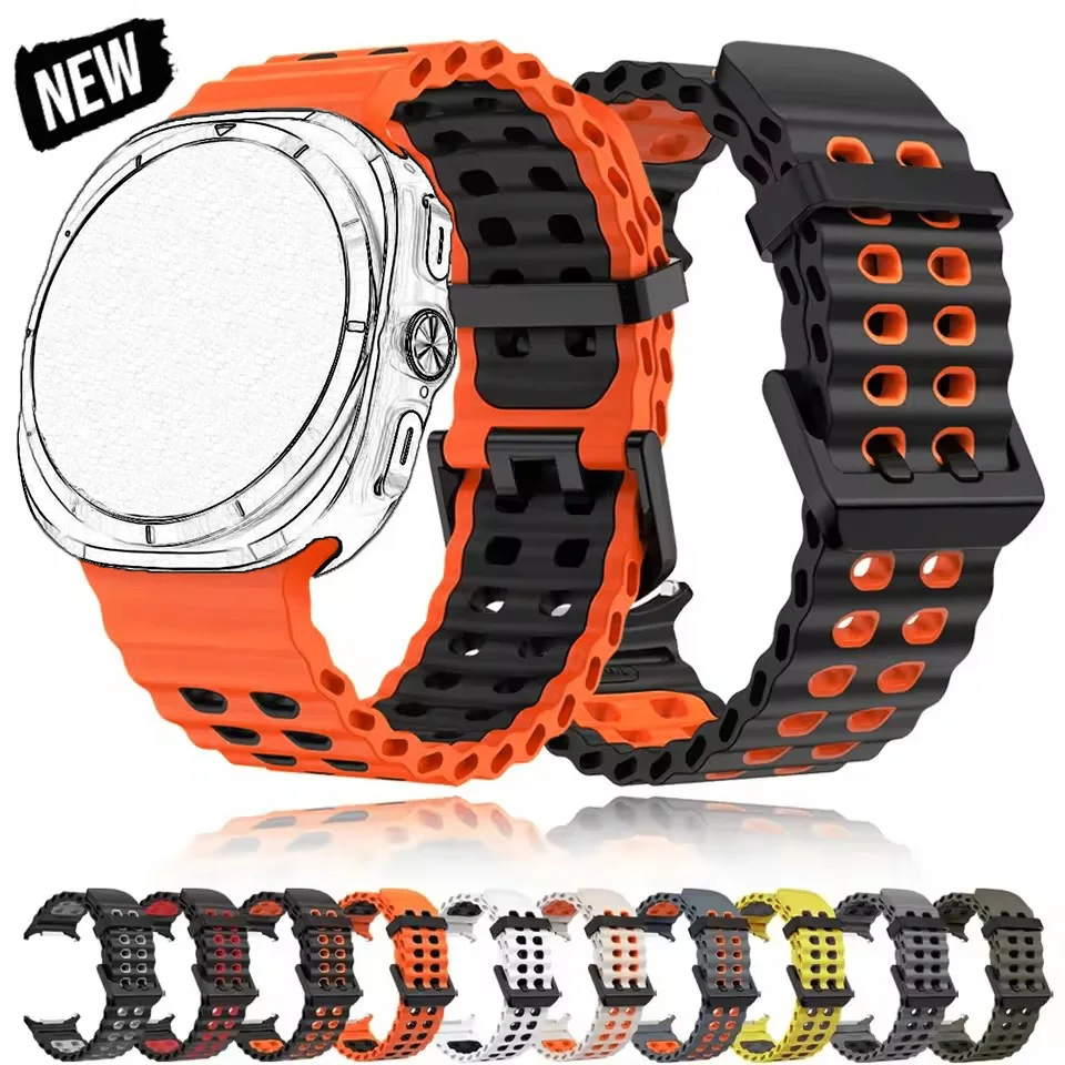 Correa marina para Samsung Galaxy Watch Ultra 47mm pulsera deportiva de silicona para GalaxyWatch Ultra accesorios de correa de reloj