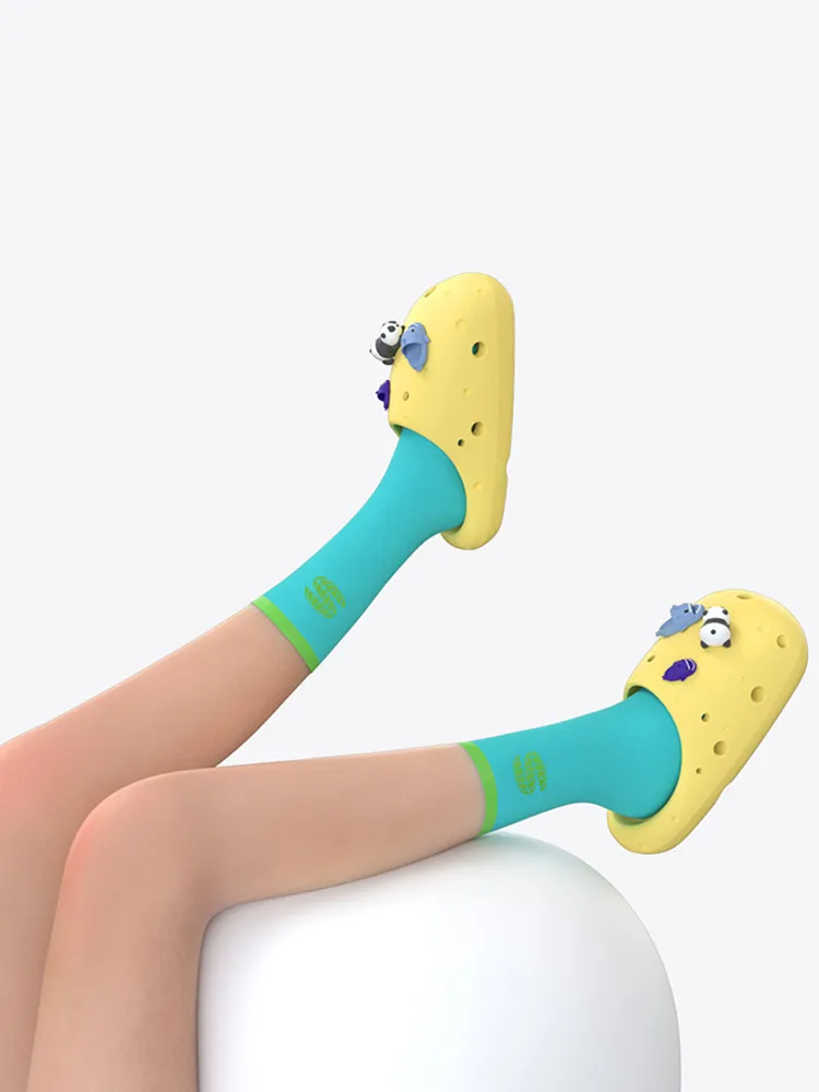 Cheese DIY Hole Shoes Women Man Thick Soles Slipper Outside 2023 Summer Indoor Anti Slip Non Odorous Soft Sole Couple Slippers