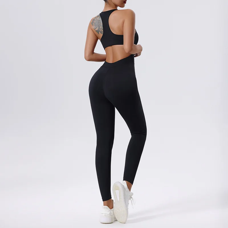 Tuta da Yoga monopezzo con cerniera gilet senza maniche tuta sportiva da Fitness tuta da donna per abbigliamento esterno