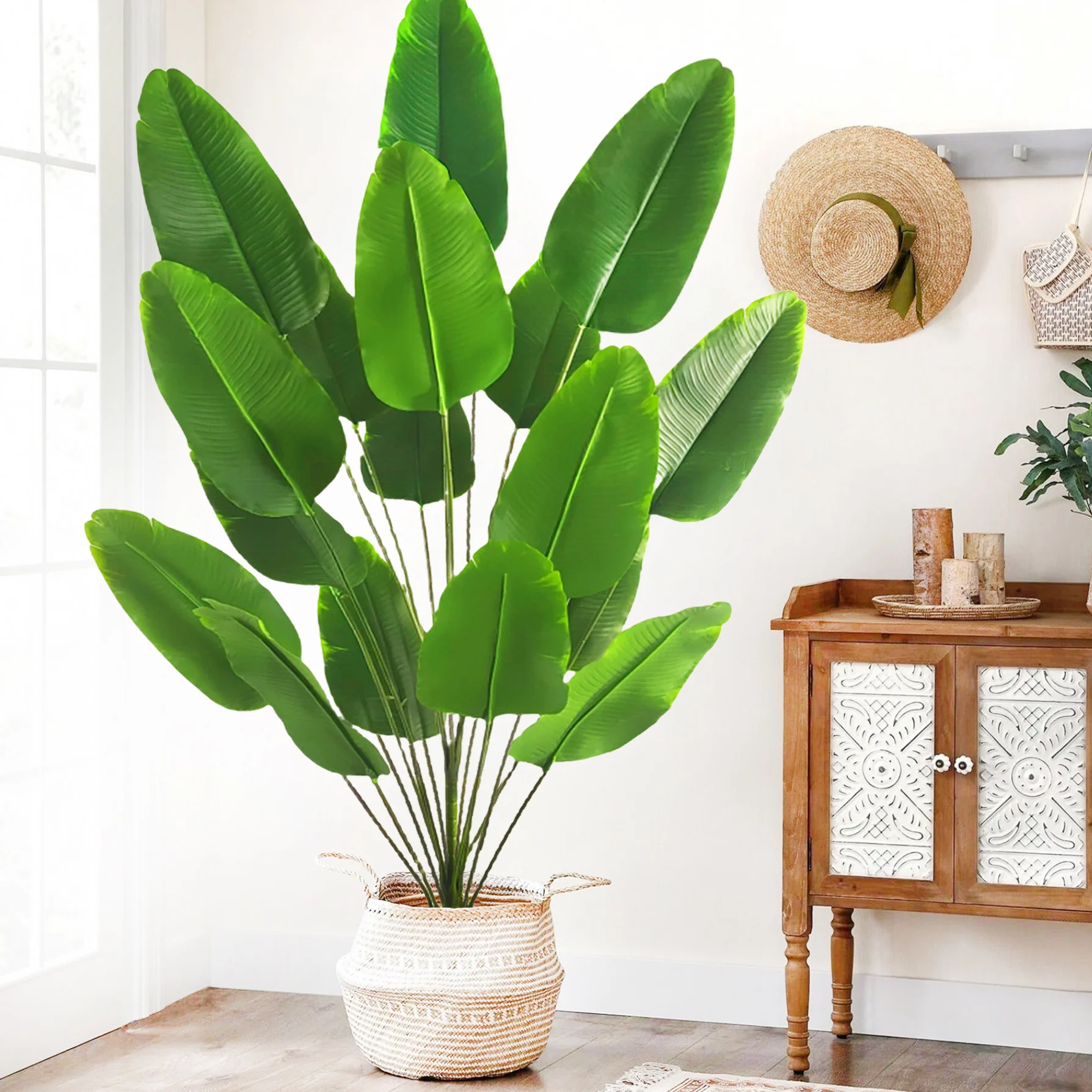 125cm 18 Leaf Large Tropical Palm Tree Fake Banana Plant Leaves Real Touch Strelitzia Reginae Plastic Plant for Home Garden