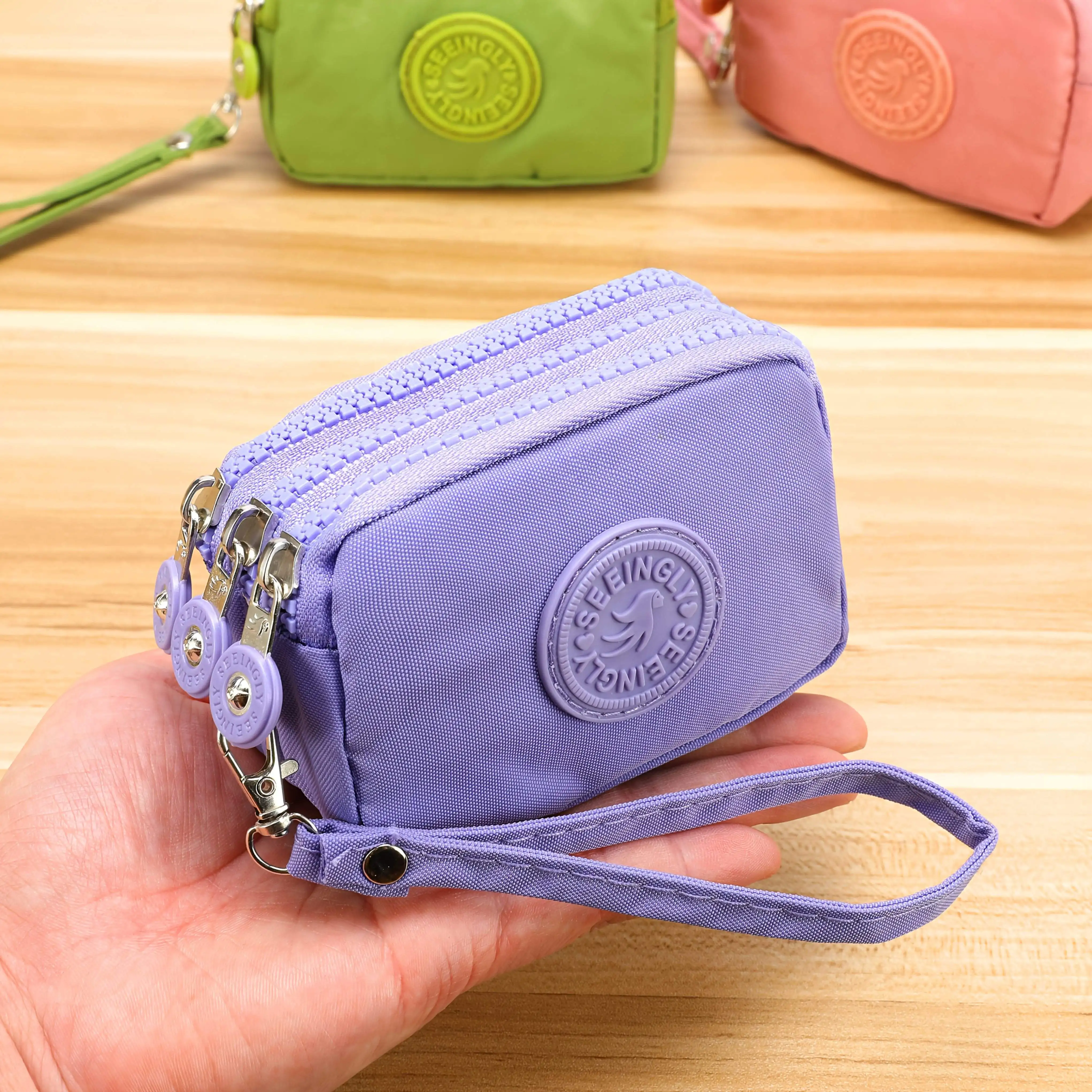 1pc Mini Easy Nylon Coin Purse - a Mini Key Pouch with Three Zippers, Perfect for Women As an Easy-To-Manage Small Wallet