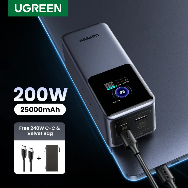 UGREEN 200W Fast Charging Power Bank 25000mAh PD3.1 PowerBank for Laptop Notebook iPhone 15 Pro Max Fast Charge External Battery