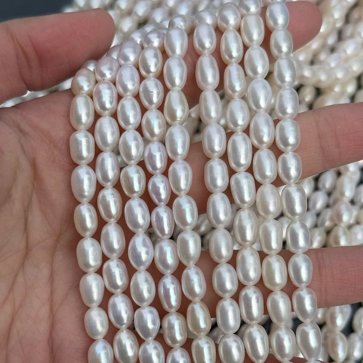 

AAA 6.5–7.5mm High-Quality Rice-Shaped Pearls 100% Natural Freshwater Pearl Semi-Finished Beads for Jewelry Making DIY Necklaces