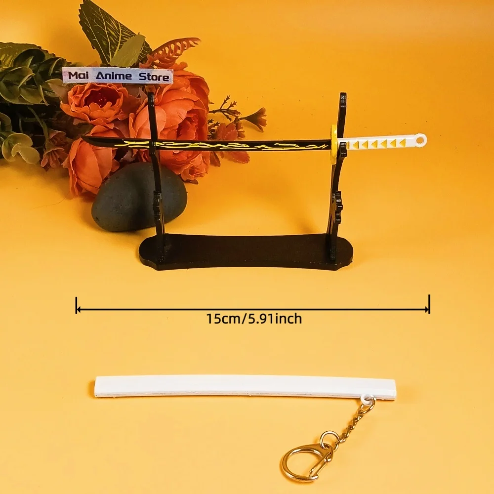 6inch Anime Katana Keychain Samurai Real Size Japanese Katana Sword Original Samurai Sword Metal Ninja Knife Unsharp Toy Gift