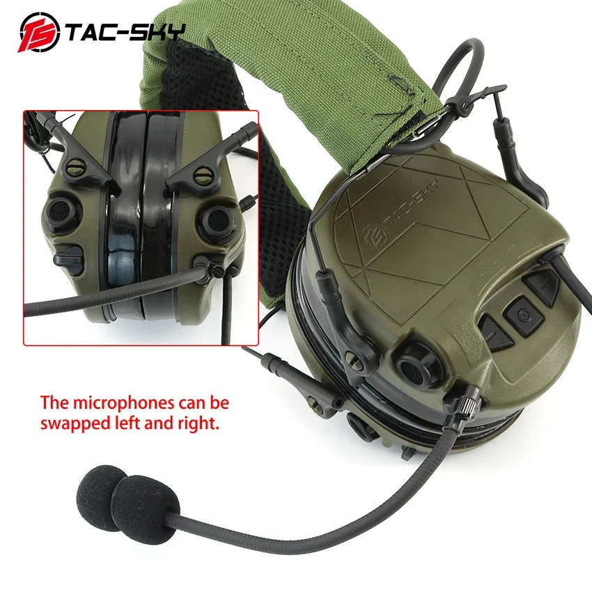 TAC-SKY Noise Reduction TAC301 Tactical Headset Active Hearing Protection Walkie Talkie Airsoft Shooting Headphones with U94 Ptt