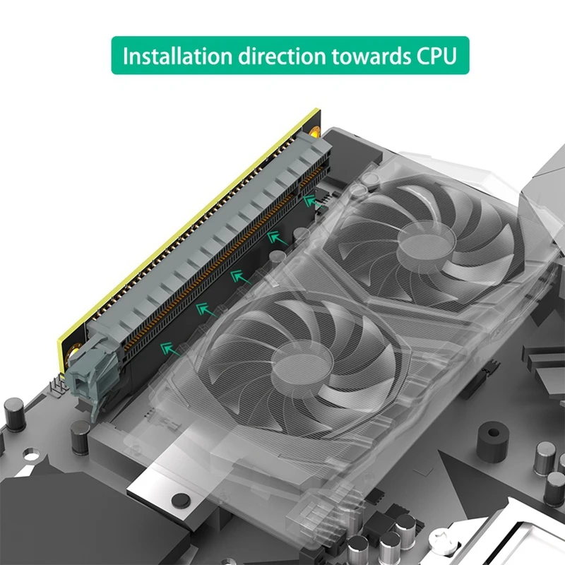 PCI-E 16X 3.0 90 Degree Reverse Male To Female Riser Card Add On Card For 1U Server (Installation Direction Towards CPU)