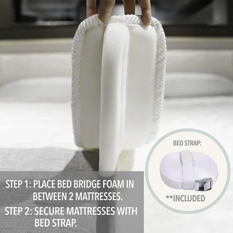 U1JB Wide Bed Bridge Twin to King Seamlessly Divider Filler for Beds Converter Extension Split King Mattress Joiner