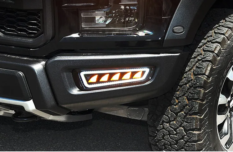 For Ford Raptor F150 daytime running light turn signal 17-20 Raptor front bumper white and yellow dual color fog lights