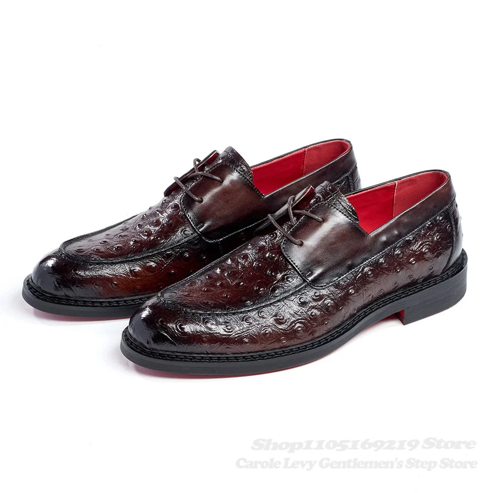 Autumn New Derby Shoes One Piece Men Pointed Toe Pattern Embossed Designer Brand Wedding Shoes Business Dress Leather Shoes