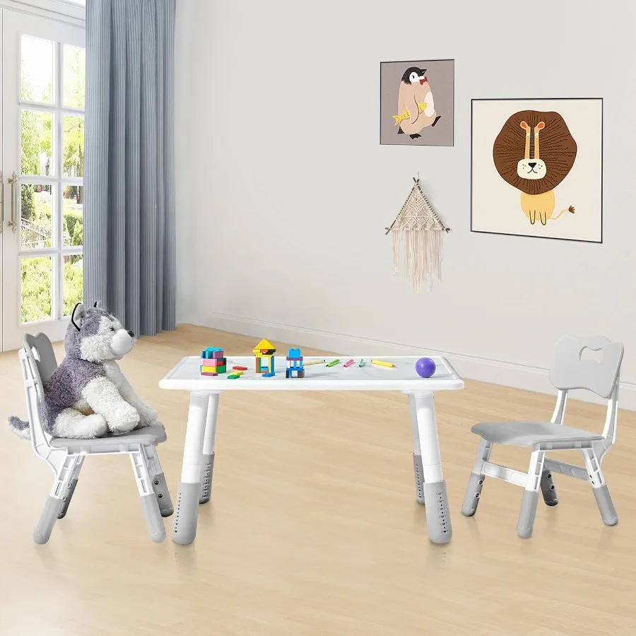 

Adjustable Table Chairs Set Graffiti Desktop Multi Activity Height Adjustable Toddler Study Desk Set Home Classroom And Daycare
