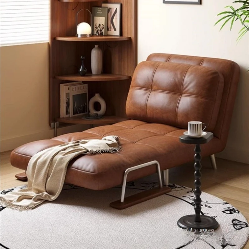 Single Sofa Bed, Foldable and Dual-use, Small Unit, Expandable Solid Wood Sofa, Study Room, Balcony, Nap Bed Living Room Sofa