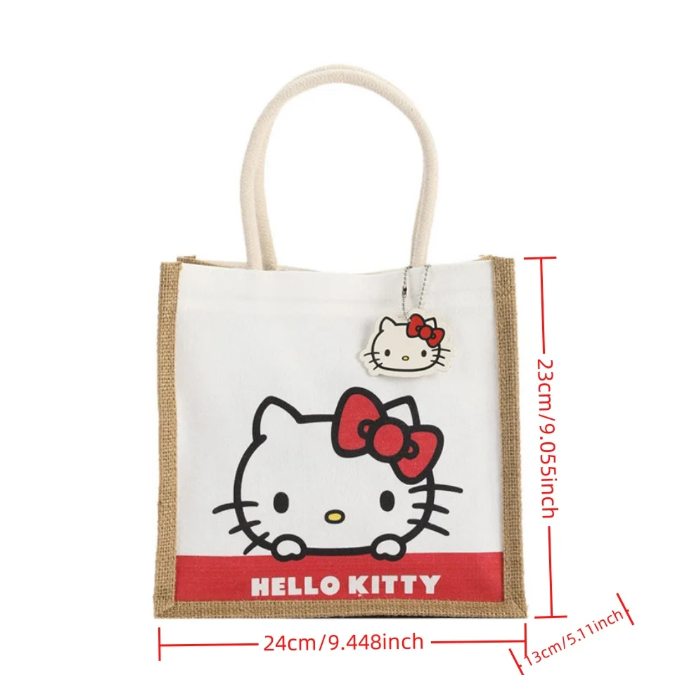 Sanrio Hello Kitty Cute Cosmetic Bag Fabric Large Capacity Fashion Handbag Portable Outdoor Storage Women Handbag