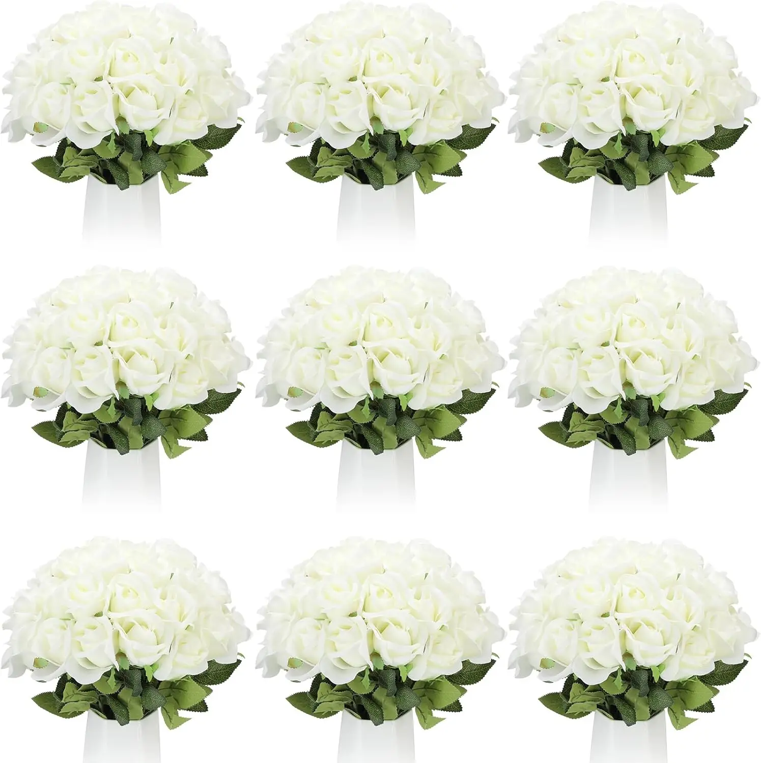 

100 Artificial Roses Bulk Long Stem Fake Silk Flowers Bouquet for Wedding Table Centerpiece Vase Decor Creamy White