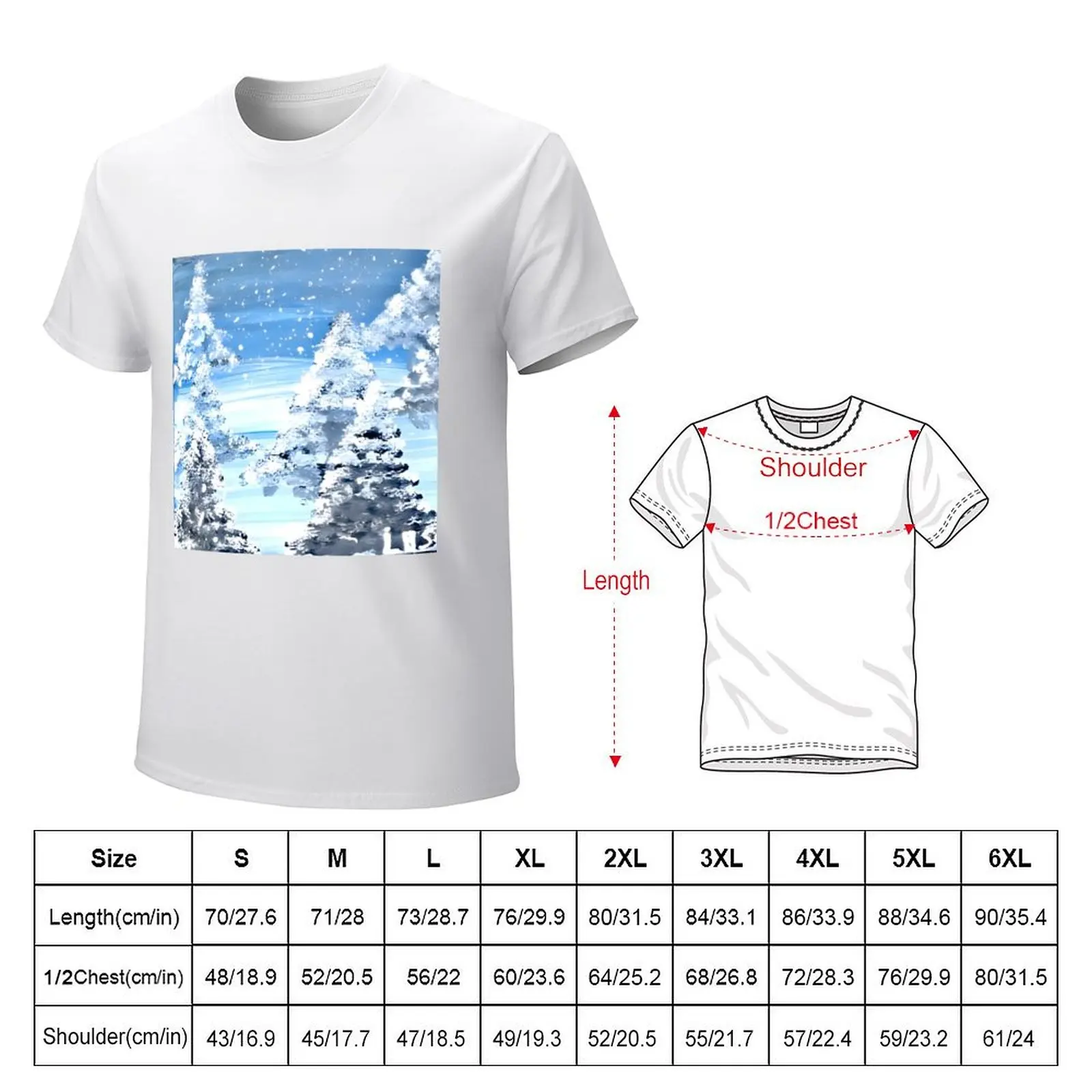 Winter trees acrylic painting T-Shirt anime clothes vintage mens graphic t-shirts hip hop