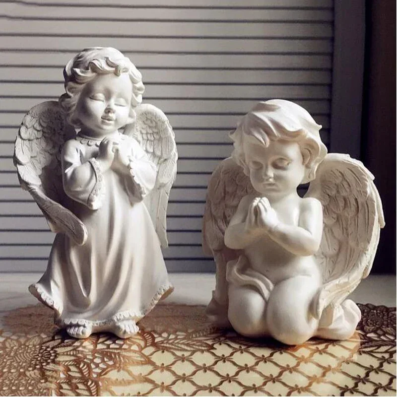 

European Handmade Resin Angel Figurines Home Furnishing Decoration Crafts Wedding Gifts Lucky Ornament Office Room Desk Statues