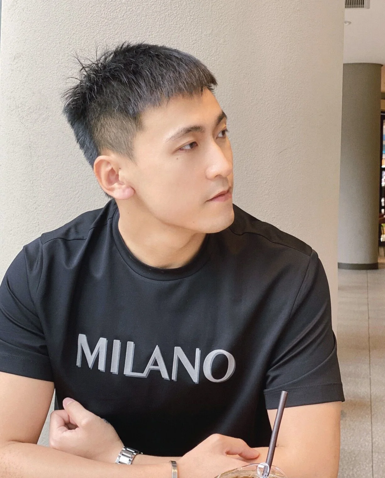 

Dolca Homme High End Summer Double Sided Silk Lustrous Long Pile Cotton round Neck Short Sleeve Men's T-Shirt Velvet Letter P...