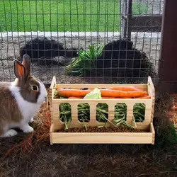 Bunny Hay Feeder Hay Holder Feeding Station Large Bunny Hay Rack Wooden Rabbit Feeder With Detachable Top For Rabbit Guinea Pigs