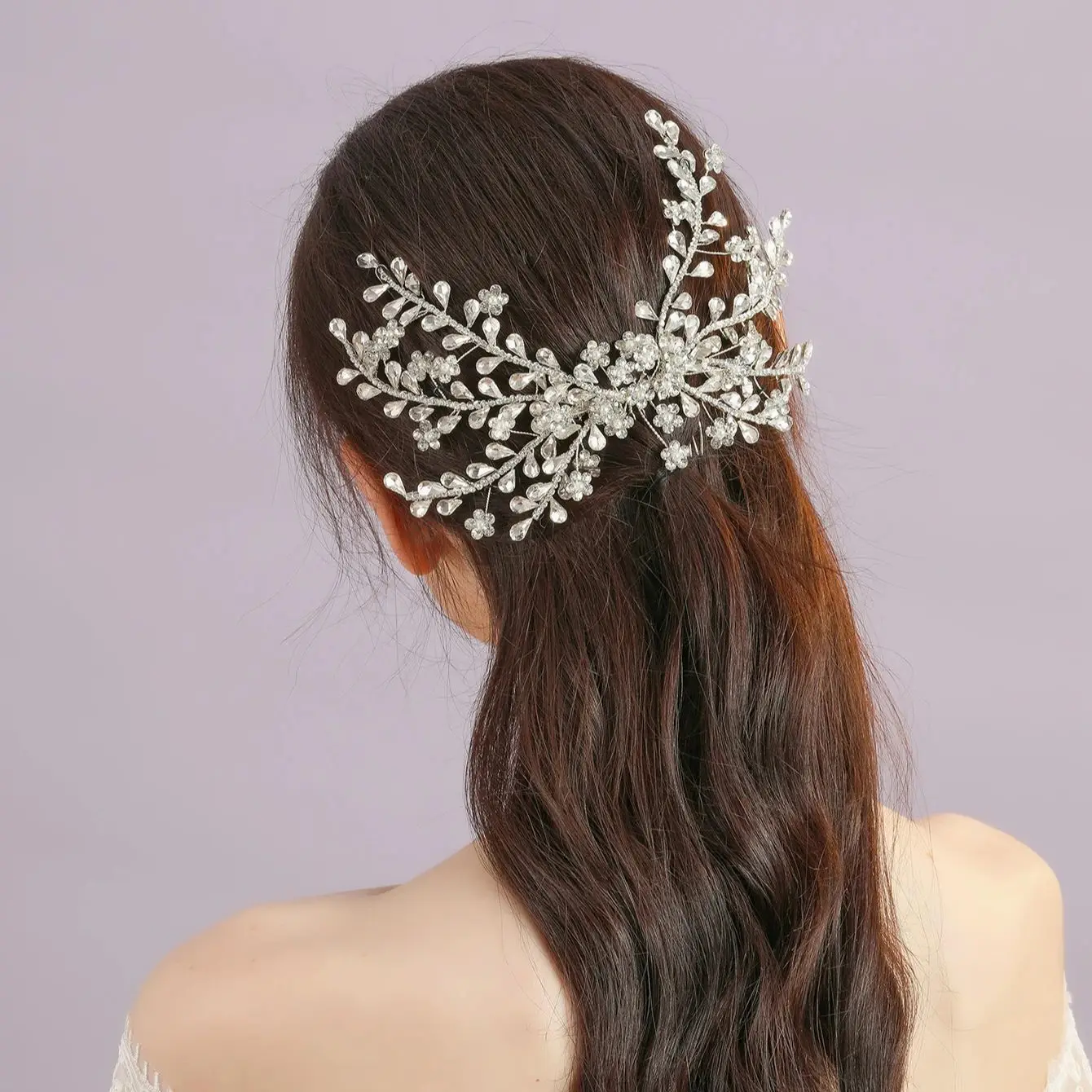 Wedding Bridal Rhinestone Headpiece with Comb Woman Hair Clips Wedding Hair Accessories Bride Headdress for Party Jewelry