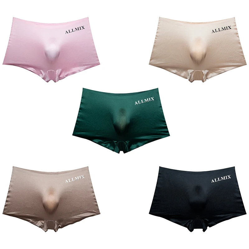 

5PCS Letter semi-transparent ice thin section of men's underpants four corner boxer shorts man