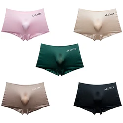 5PCS Letter semi-transparent ice thin section of men's underpants four corner boxer shorts man