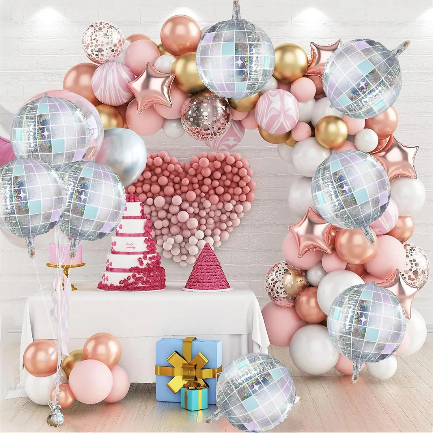 4/6Pcs Iridescent Disco Balloons 22Inch Big Disco Aluminum Balloons for Disco Birthday Baby Shower 70s 80s 90s Theme Party Decor