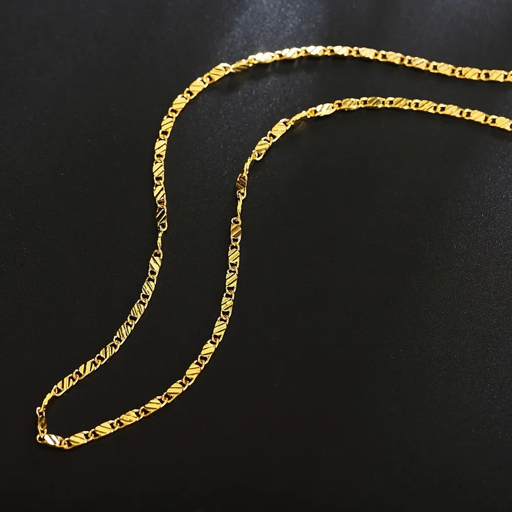 2MM Flache Kette Halskette Für Frauen Männer Gold Silber Farbe Kette Choker Halskette Luxus Mode Party Hochzeit Schmuck 16-30 zoll
