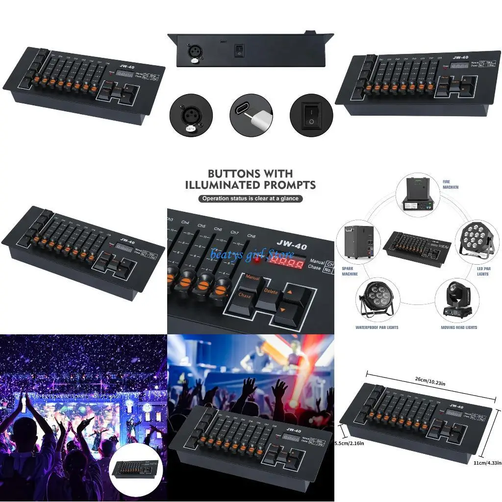 

C7AB Маленькие программируемые консоли DMX512 со встроенным аккумулятором, 8-канальные слайдеры, 5 эффектов, 40-канальное для