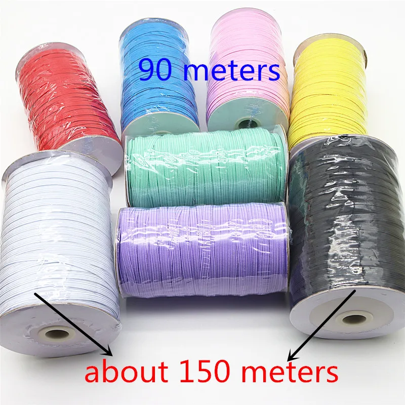 5m 10m 20m 40m 90m Elastic Elastic Band 6mm Color Sewing Household Rubber Band Elastic Band Garment Sewing Accessories