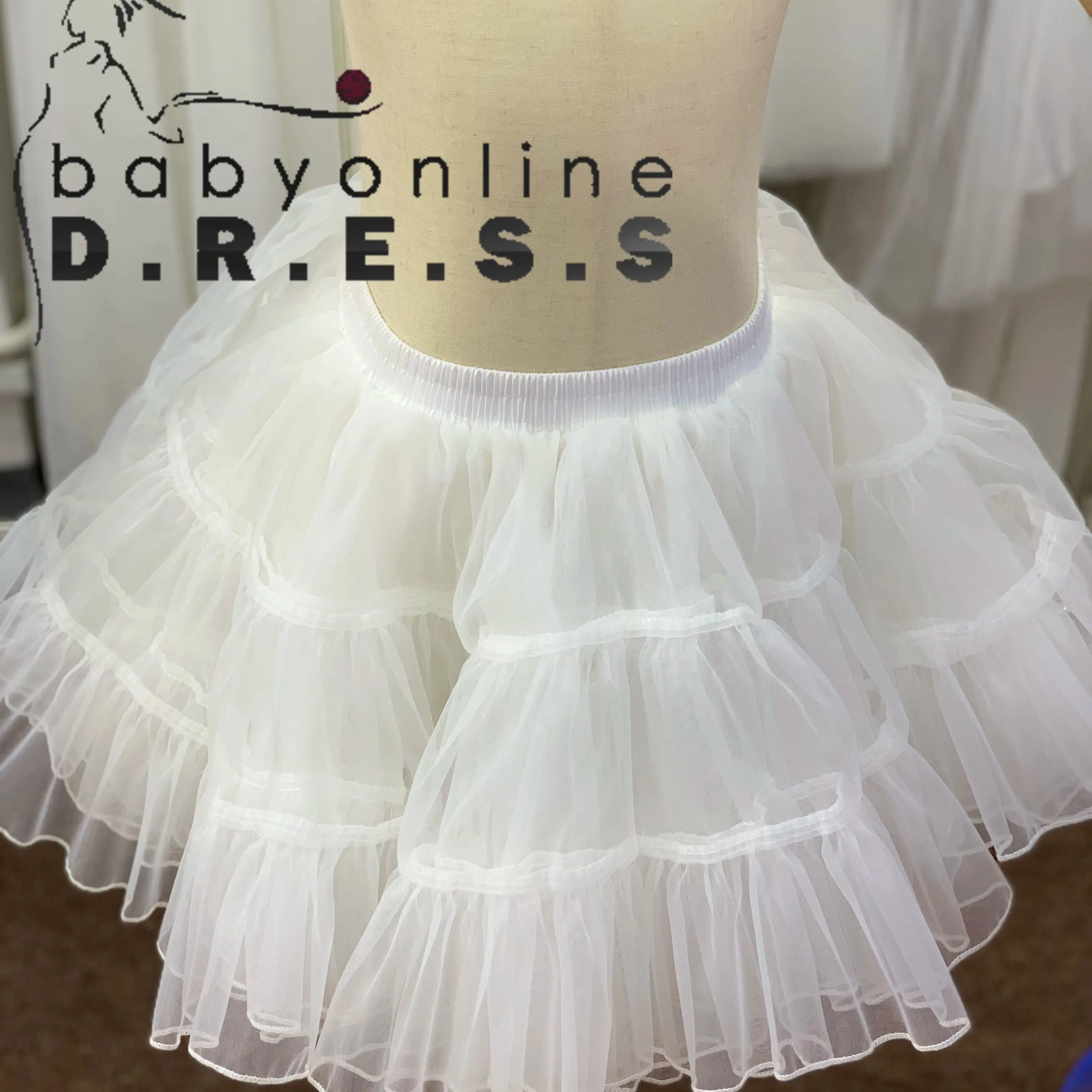 BABYONLINE Rockabilly 90s คริสต์มาส Petticoat Crinoline สั้นกระโปรง Tulle กระโปรงผู้ใหญ่ Tutu ครึ่ง Slips เจ้าสาว Accessorie