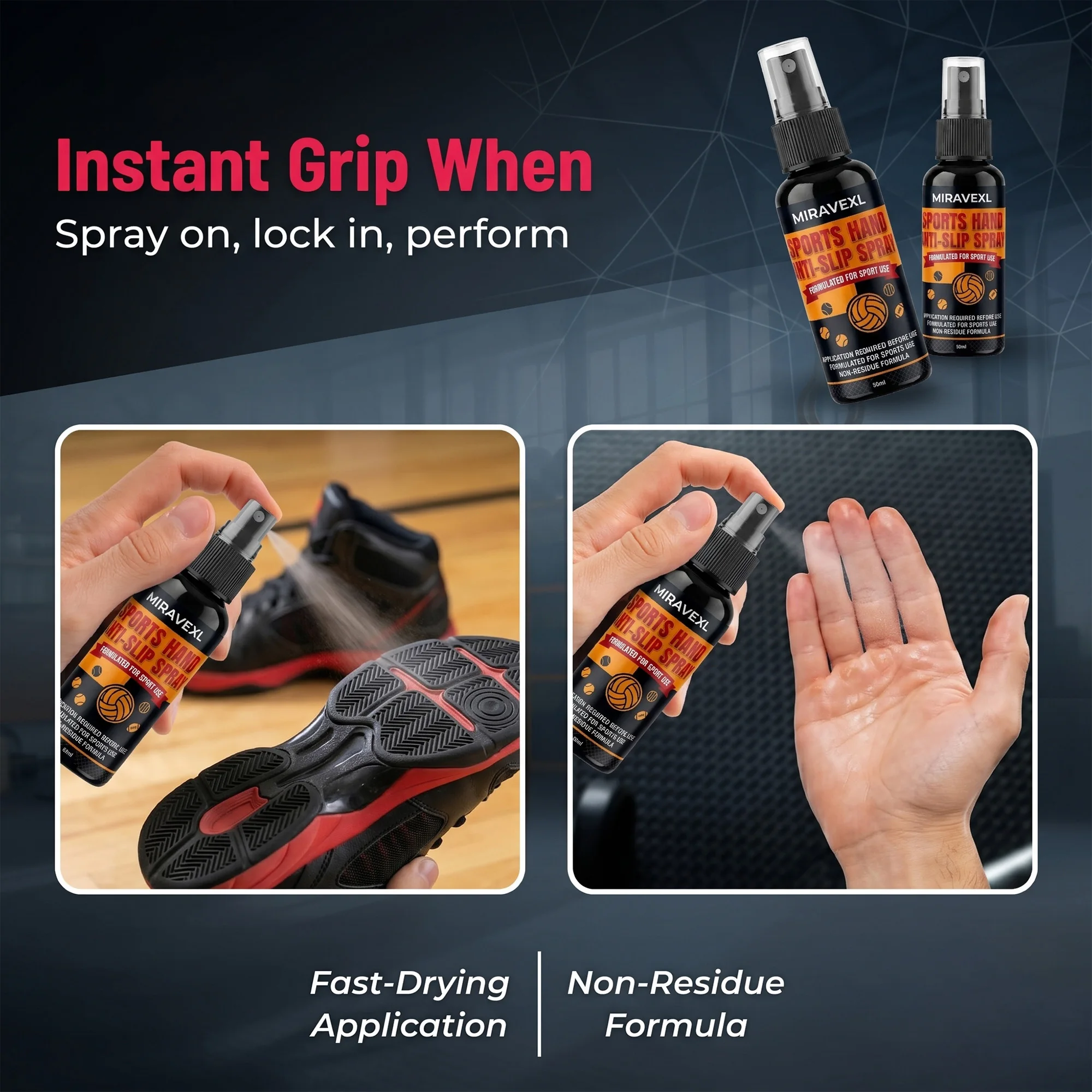 Sports Hand Grip Spray Enhancer 30/50ml: Anti-Slip & Non-Sticky. Perfect for Football, Baseball & Golf. Keep Hands Dry Fast