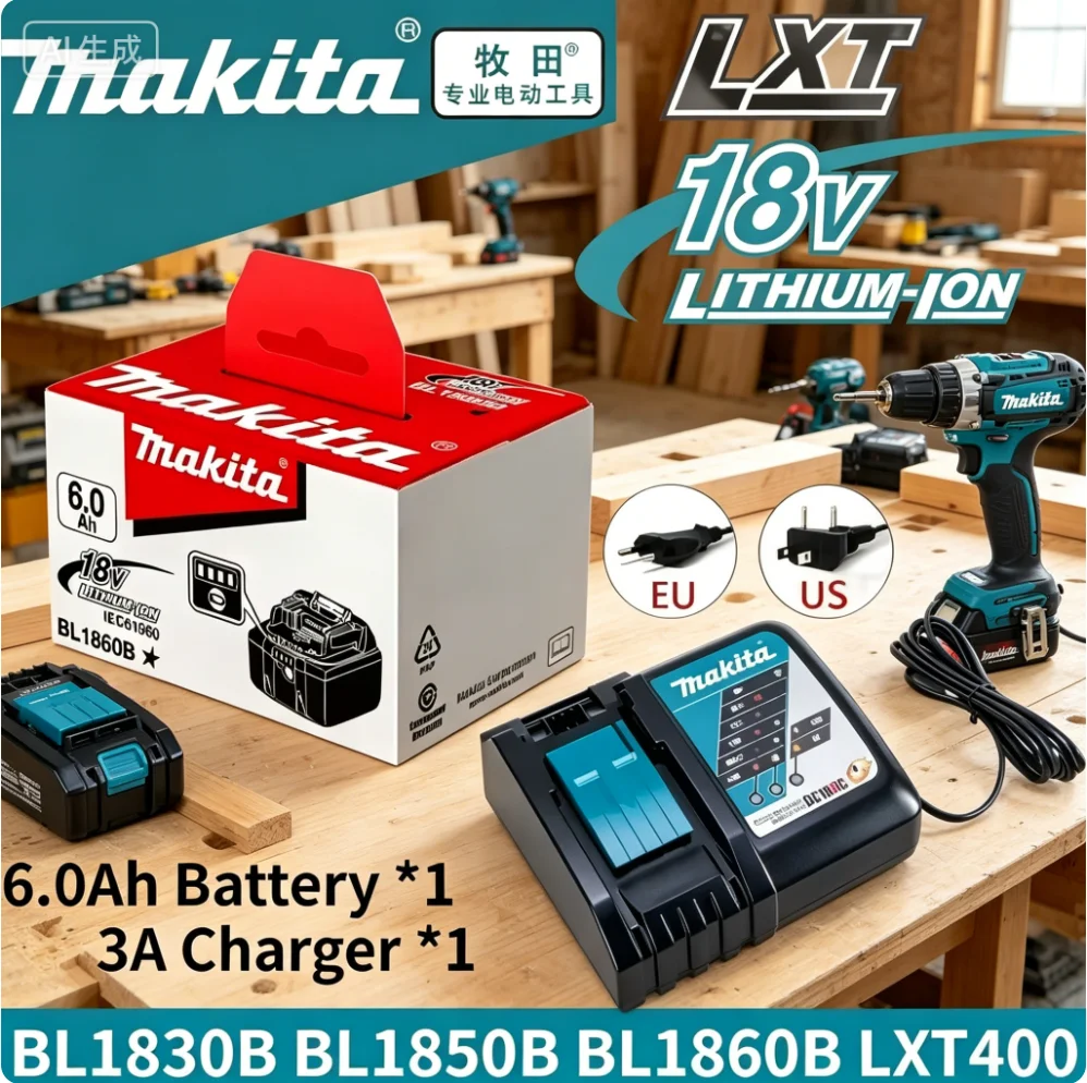 

Makita 18V battery for Makita tool operation 18650 rechargeable battery Makita 18V tool battery replaceable BL1860B+charger