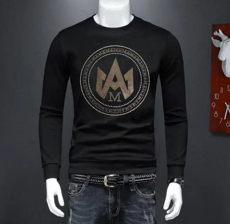 

Fashion Brand Men's Rhinestone pullover Sweatshirt winter New Male Casual Mens pullover