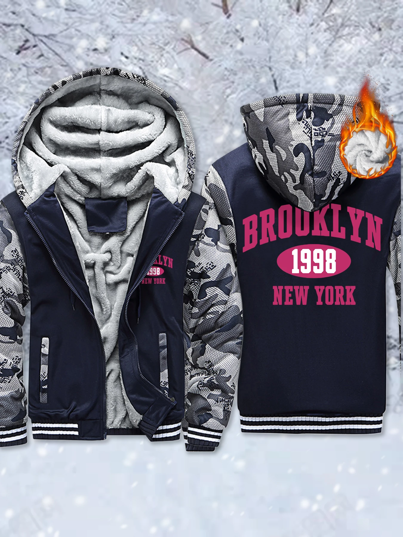 

Brooklyn New York 1998, мужская толстовка с принтом, мягкий флисовый пуловер, тяжелая модная куртка на молнии, толстая повседневная толстовка