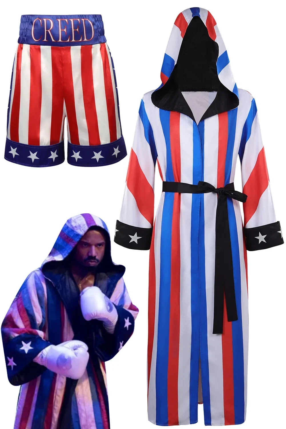 Adonis Creed Cosplay Gewaad Boksshorts Mannen Kostuum Film Creed III Rollenspel Fantasia Mantel Vechten Trunks Man Halloween Doek