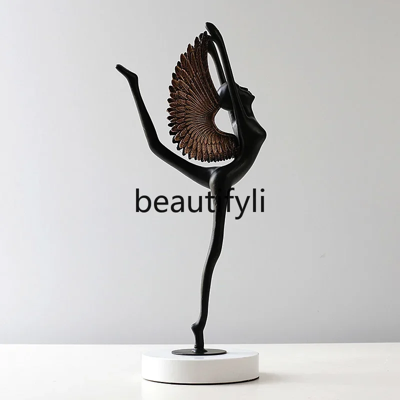 Vintage dance modeling, ballet girl angel sculpture, figure art ornament, light luxury home crafts