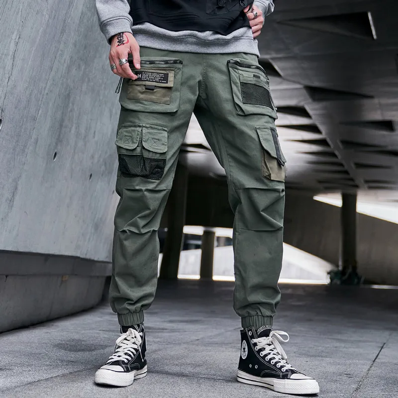 

Spring Autumn Men's Loose Fit Street Sle Workwear Pants Casual Trousers Trendy Baggy Cuffed Hip Hop High Street Function Wind