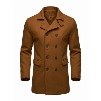 Men's Long Knee-Length Double-Breasted Trench Coat 6 New Men's Trench Coat Double Breasted Winter Jacket Business Casual Men's Long Knee-length Jacket Street Wear Male Coats 6